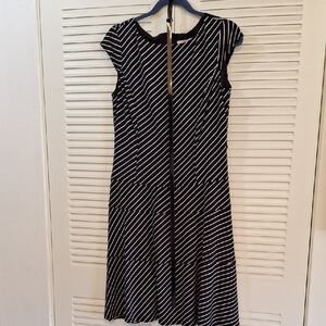 9 and Co. Fit and Flare Black and White Striped Dress